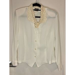 Bora Bora Vintage Lace Collared Blouse Size 12
